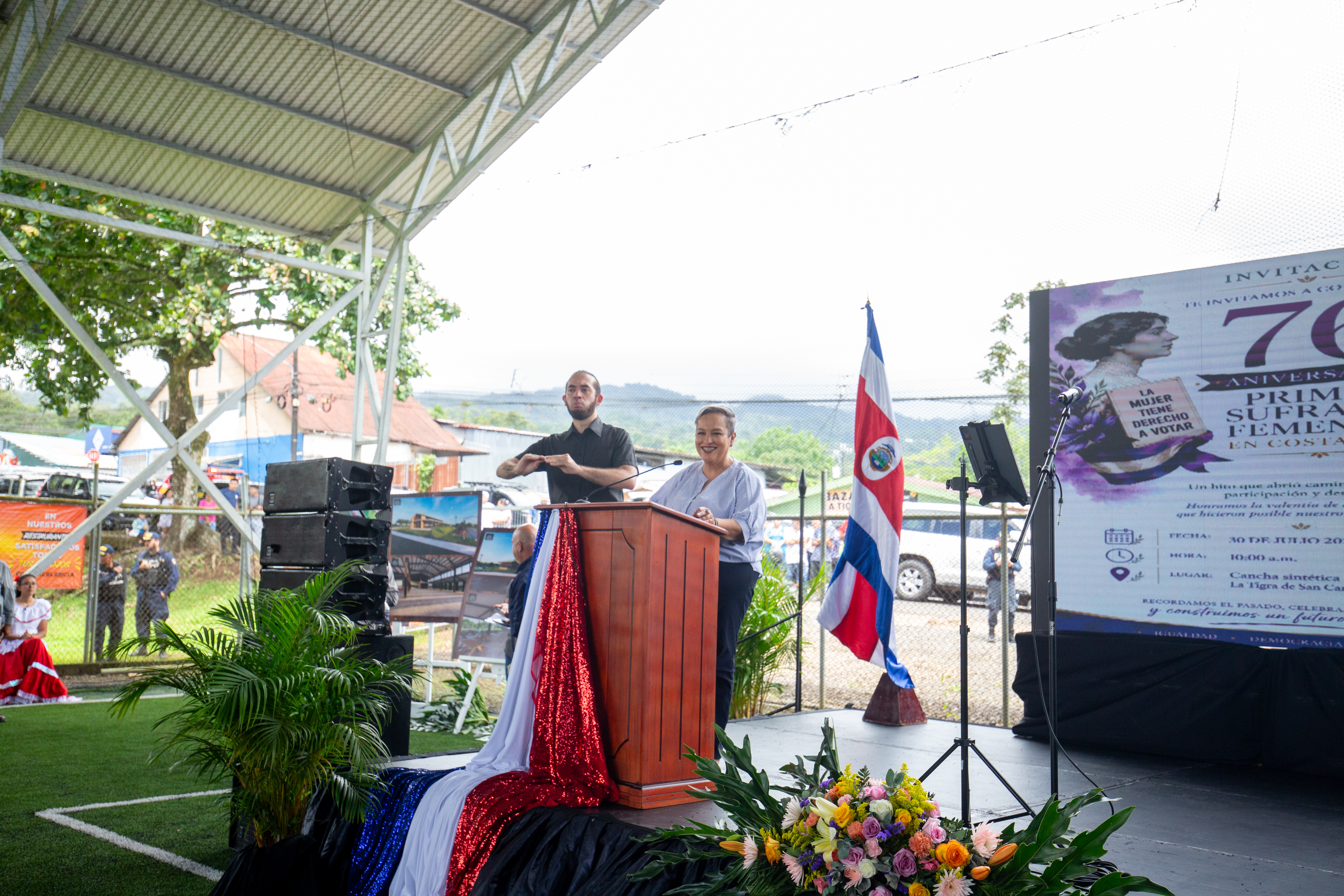 Presidenta Ejecutiva del INAMU en la conmemoración del 76 años desde que las mujeres ejercieron el derecho al voto en el país por primera vez en La Tigra, San Carlos