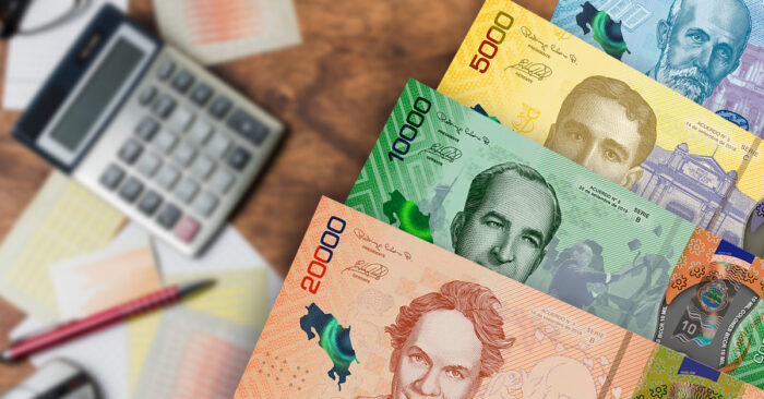 billetes y monedas de Costa Rica
