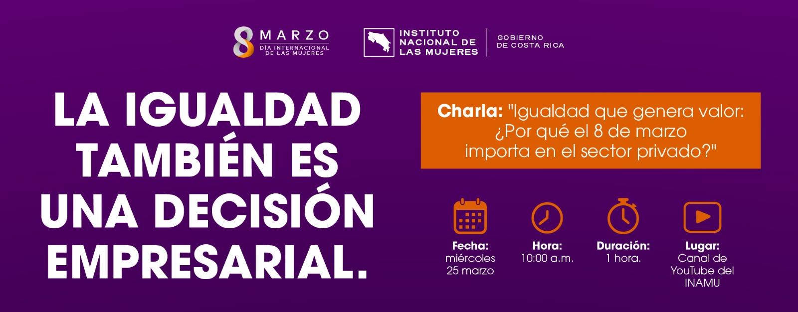 Banner informativo. Webinar La igualdad también es una decisión empresarial
