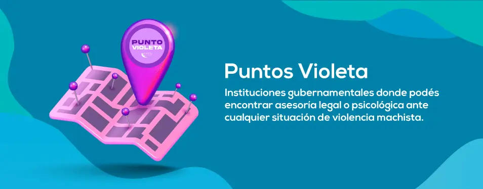 Banner informativo: Puntos violeta, asesoría legal. Puede acceder a toda la información por medio de este banner. 