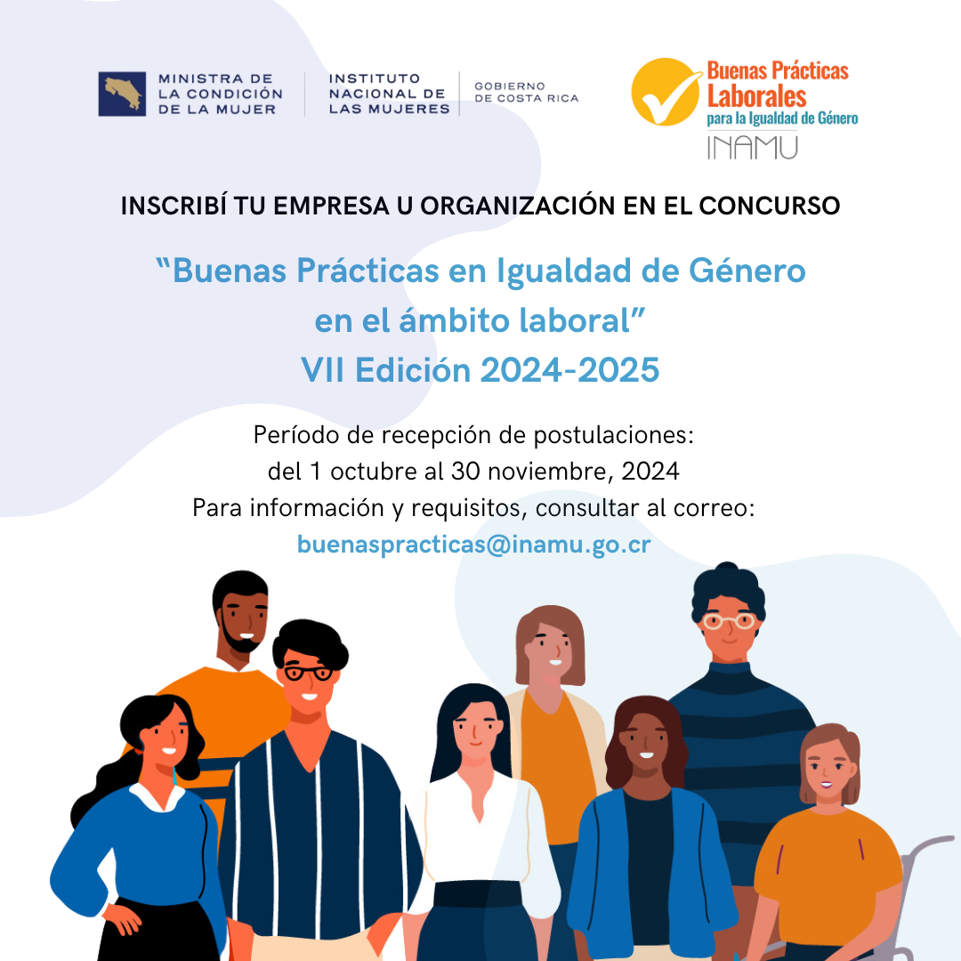 Imagen de INAMU ABRE CONVOCATORIA PARA EL CONCURSO DE BUENAS PRÁCTICAS LABORALES PARA LA IGUALDAD DE GÉNERO